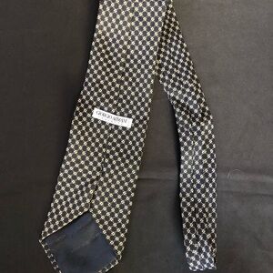 Giorgio Armani Black Tie with Gold Lattice Pattern